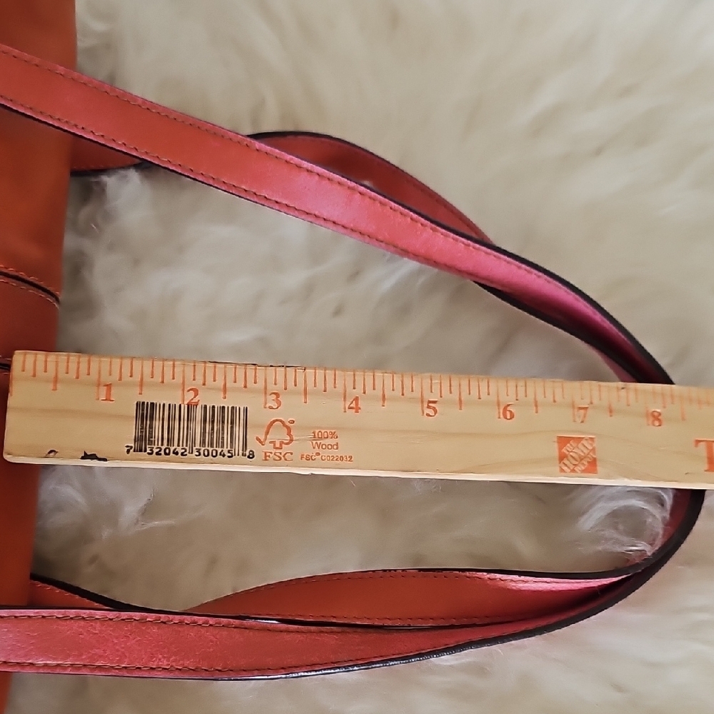 Vintage Elegant Orange genuine Leather Shoulder Bag multi compartments soft - Picture 11 of 14